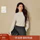 茵曼（INMAN）2025秋冬女裝新款鏤空磨毛蕾絲半高領(lǐng)T恤燈籠袖打底衫上衣 淺杏 M