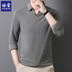 培蒙（peimeng）爸爸男裝長(cháng)袖翻領(lǐng)T恤秋季男士商務(wù)休閑polo衫套頭打底百搭上衣服 高級灰 XL (175) 126-145斤