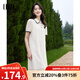 歐莎（OSA）法式小香風(fēng)翻領(lǐng)連衣裙女夏季2025新款A字蕾絲花邊中長(cháng)款裙 米白色 M