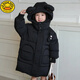 G.duck小黃鴨2025新款女童羽絨服中長(cháng)款洋氣女寶寶加厚冬裝寶寶外套 黑色 90 碼