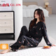古今（GUJIN）25新款羊毛桑蠶絲加絨磨絨睡衣女秋冬家居服睡褲可外穿保暖套裝L