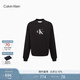 Calvin Klein Jeans秋季男士簡(jiǎn)約通勤ck疊印字母休閑純棉圓領(lǐng)衛衣J323609 BEH-黑色 S