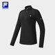 FILA 斐樂(lè )冬季新款健身運動(dòng)半拉鏈瑜伽跑步內搭加絨保暖女子長(cháng)袖T恤 【加絨款】深黑-BK L 170/88A/L