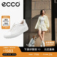 愛(ài)步（ECCO） 夏季牛皮系帶休閑板鞋 柔酷7號女鞋470843 白色/銀色38
