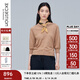 例外（EXCEPTION）新中式女裝春秋款時(shí)尚簡(jiǎn)約毛針織衫棉麻V領(lǐng)直筒七分袖上衣 咖啡 L