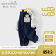 戴維貝拉（DAVE＆BELLA）嬰幼兒睡衣加絨男寶爬服0-6個(gè)月寶寶衣服冬裝新款幼童連體衣 藏青色【現貨】 80cm （建議身高73-80cm）