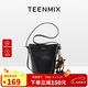 天美意（TEENMIX）女包牛皮水桶包復古斜挎通勤單肩包實(shí)用生日禮物送女友老婆媽媽