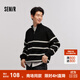 森馬（Semir）森柔|毛衫男冬季含羊毛針織衫老錢(qián)風(fēng)拉鏈半開(kāi)襟毛衣情侶內搭 黑白色調00391 L