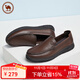 駱駝百搭英倫皮鞋男士商務(wù)休閑鞋套腳軟皮軟底鞋子PMS2210008棕色44