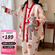婧麒月子服秋冬產(chǎn)后夾棉孕婦睡衣加厚款哺乳三件套懷孕期喂奶家居 Jyz41520 XL