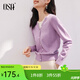 歐莎（OSA）落日橘假兩件短款針織衫內搭打底毛衣女上衣2025年秋新款可外穿 紫色 L
