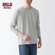無(wú)印良品 MUJI 男式 水洗 天竺編織 圓領(lǐng)長(cháng)袖T恤 ABC01A2S 打底衫 灰色 M