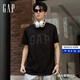 Gap男女裝2025純棉印花logo圓領(lǐng)修身短袖T恤美版856659 黑色 S 美碼 M亞洲碼175/92A