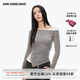 ANN ANDELMAN【王玉雯同款】官方直營(yíng)不規則斜肩長(cháng)袖T恤假兩件上衣 灰色 S