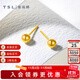 謝瑞麟（TSL）足金黃金耳釘光面圓球簡(jiǎn)約耳環(huán)氣質(zhì)小墜耳飾YK259 約1.45g  工費220元