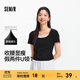 森馬（Semir）短袖t恤女短款緊身假兩件上衣2025夏裝新款收腰顯瘦U領(lǐng)撞色套頭衫 黑色90001 L