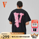 VLONEFRIENDS賽博風(fēng)破碎大LOGO印花 短袖T恤男女同款黑粉情侶新款純棉 VLTE25007黑粉 XL