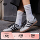 adidas「T頭鞋」STADT經(jīng)典時尚薄底運(yùn)動板鞋男女阿迪達(dá)斯三葉草   金屬銀/黑色/樹脂黃(女生買小半碼)   38