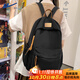 回力韓版書(shū)包女原宿百搭大學(xué)生初中高中生雙肩包簡(jiǎn)約森系時(shí)尚電腦背包 黑色+沖天鴨掛件
