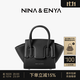 NINA&ENYA妮娜恩雅【大眼包小號】手掌紋頭層牛皮單肩斜挎包輕奢手拎女包 小號【優(yōu)雅黑】