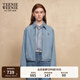 Teenie Weenie小熊女裝外套2025秋季新款刺繡簡(jiǎn)約休閑短款時(shí)尚夾克 中藍色 M