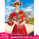 帝弗·潤馳夏裝新款紅色連衣裙長(cháng)款過(guò)膝輕奢民族風(fēng)紅色印花高端大牌拖地長(cháng)裙 紅色 M