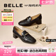 百麗（Belle）七夕禮物質(zhì)感樂福鞋女25秋新商場款牛皮氣質(zhì)通勤樂福鞋D9U1DCA5 黑色 37 (235mm)
