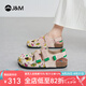快樂瑪麗（J&M）羅馬涼鞋女鞋夏季2025新款透氣軟底防滑休閑鞋百搭洞洞運動涼鞋女 沙色 37 235mm