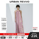 UR2025夏季新款女休閑波嬉風(fēng)碎花超寬松吊帶連衣裙UWH750032 玫粉印花 (偏寬松) M (M-L)