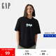Gap男女裝2025夏季新款純棉泡泡膠印logo短袖T恤多色上衣729127 黑色 M (170/92A) 亞洲尺碼