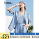 百圖betu女裝夏季新款女裝簡約知性西裝短褲三件套套裝女2304D04 淺藍 L