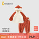 童泰（TONGTAI）寶寶套裝春秋兒童衣服男女童休閑外出上衣褲子珊瑚絨連帽外套 紅色 90 cm