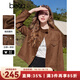 百圖betu女裝2025春季新款短外套休閑工裝夾克麂皮絨短外套女2501T40 駱駝色 L
