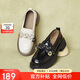 百思圖商場同款時尚學(xué)院蝴蝶結(jié)樂福鞋女單鞋WA399AA4 黑色 39
