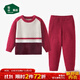 松山棉店兒童睡衣男女童秋冬季保暖套裝半邊絨抗靜電寶寶家居服 紅色 110 cm