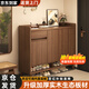 億家木實木芯鞋柜家用門口收納柜一體靠墻玄關(guān)柜2025新款入戶儲物柜鞋架 按壓開門款丨郁金檀木色80*32CM
