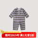 巴厘小豬兒童睡衣春秋季男童家居服女童兩件套嬰幼兒純服寶寶 紫灰條紋 90