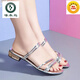 啄木鳥(niǎo)韓版兩穿涼鞋女2025夏新款百搭洋氣女士大碼低跟水鉆仙女風(fēng)涼拖鞋 銀色 37
