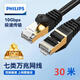 飛利浦七類網(wǎng)線萬(wàn)兆網(wǎng)絡(luò)跳線CAT7類雙屏蔽連接線適用萬(wàn)兆交換機(jī)連千兆網(wǎng)絡(luò)高清監(jiān)控布線SWA1820/93-30米 