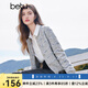 百圖betu女裝秋季新款毛針織衫小香風(fēng)開衫軟糯針織衫女2408T22 灰色 L