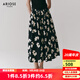艾諾絲雅詩【商場同款】2025夏季新品100%棉碎花半身裙長裙大裙擺40413595 黑底米花 S