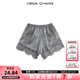 VEGA CHANG蕾絲花邊高腰平腿褲2025年新款舒適提臀防走光短褲女安全褲打底褲 灰色