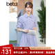 betu百圖女裝連衣裙色織條紋裙子夏天高腰A字裙子女短袖襯衫式連衣裙女2204T75 蘭色 M