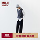 無印良品（MUJI）女式 針織 V領 背心 馬甲 針織衫 25年春季  BA1Q2A5S 深灰色 L （165/88A）