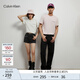 Calvin Klein Jeans夏季男女情侶中性休閑通勤ck字母純棉凈色短袖T恤J324671 CGA-奶昔白 M