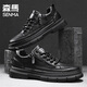 森馬鞋子男2025秋冬新款工裝鞋子男復古馬丁鞋男士休閑百搭小皮鞋男款 黑色 41
