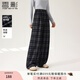 香影復古格子闊腿褲女垂感2025秋季新款休閑高腰顯瘦藏青色直筒褲 藏青 L 165/68A/110-125斤