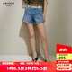 艾諾絲雅詩(shī)【商場(chǎng)同款】2025夏季新品新疆棉顯瘦高腰水洗短褲牛仔褲40533285 牛仔蘭 M