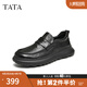 他她（TATA）商務休閑皮鞋男士一腳蹬真皮懶人鞋爸爸鞋2024冬TFE02DM4 黑色（單里） 43