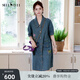 謎底牛仔連衣裙短袖女2025夏新款丹寧風(fēng)翻領(lǐng)寬松直筒裙257ML7320 中藍(lán) L